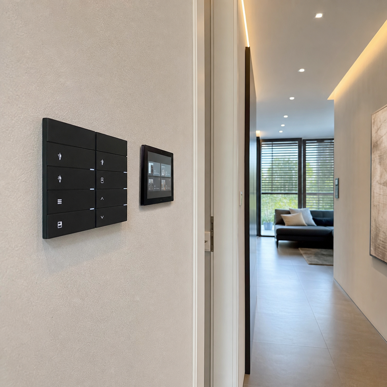 KNX-Verteilung und Bedienelement einer Gebäudeautomation