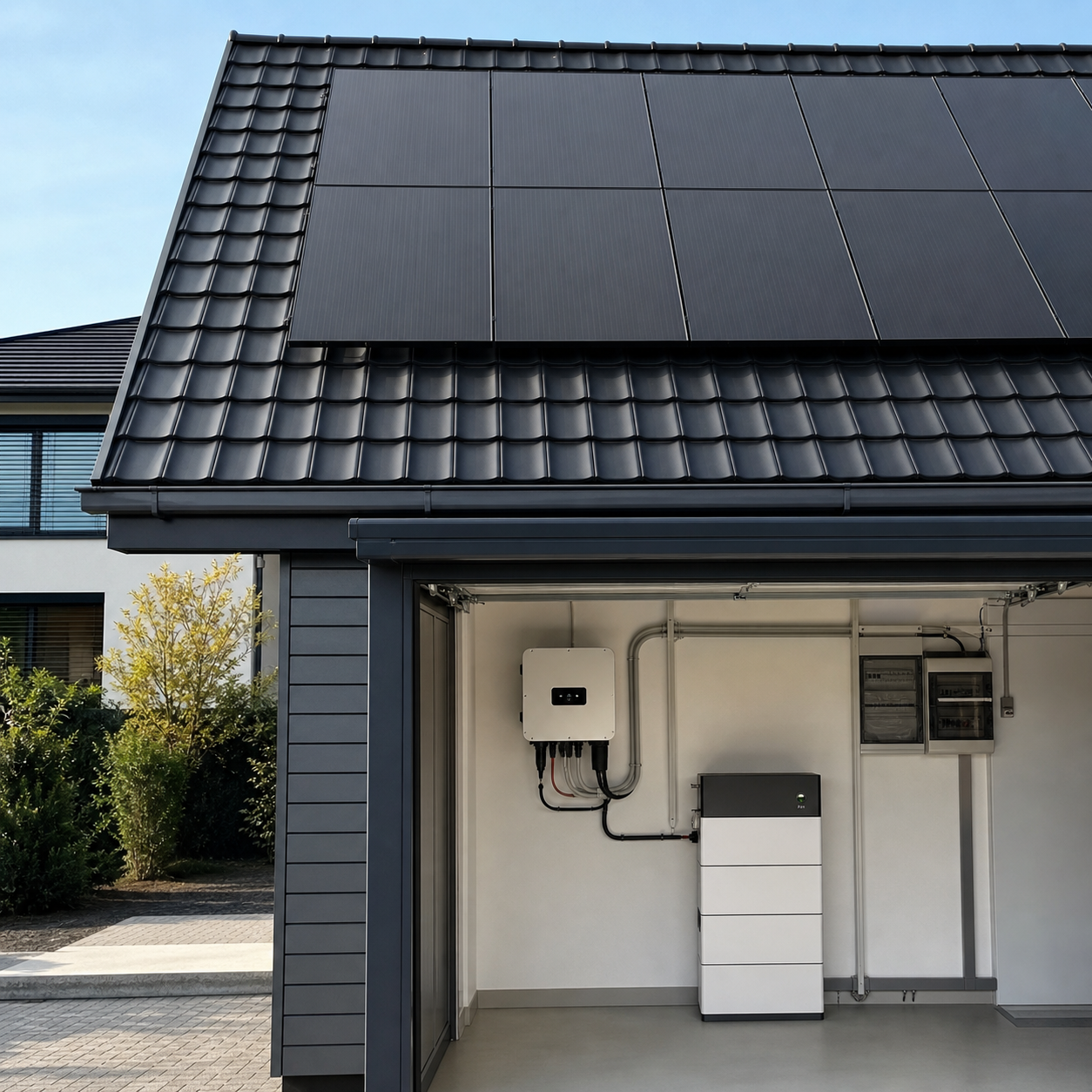 Photovoltaikanlage mit Speicher und Wechselrichter